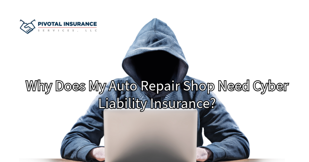 A hooded figure working on a laptop, representing a cyber threat, with the Pivotal Insurance Services logo in the upper left corner.